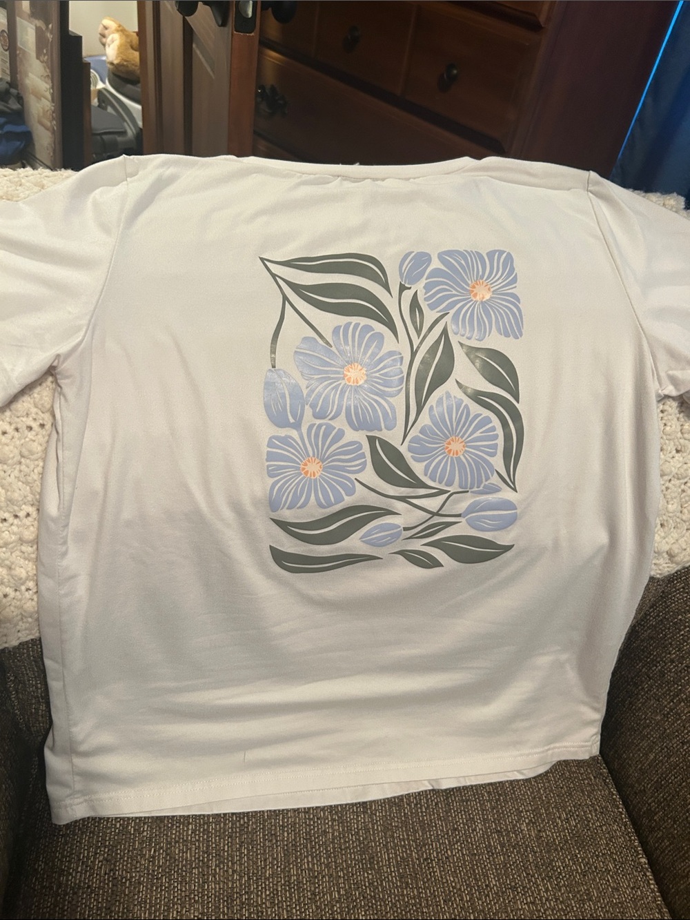 Women's White Floral Pocket-Print Tee